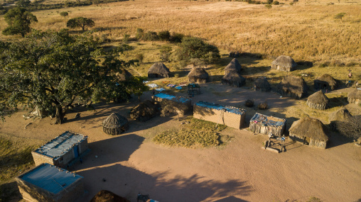 Aerial view of mumuhuila village, Huila Province, Chibia, Angola
