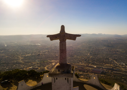 Aerial view of the Cristo Rei overlooking the city, Huila Province, Lubango, Angola