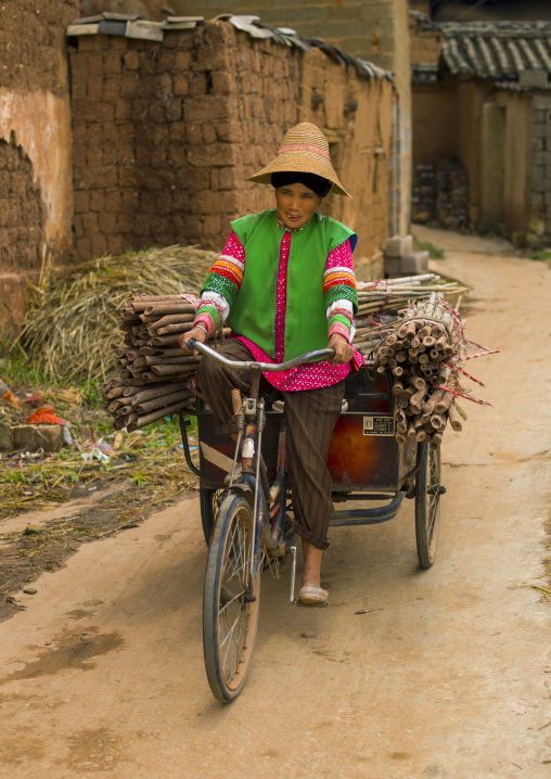 Old Mongolian Minority Woman Riding, Tong Hai, Yunnan Province, China