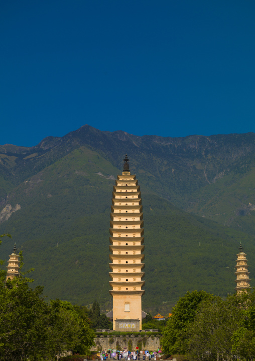 The Three Pagodas Of San Ta Si Monastery In Dali, Yunnan Province, China