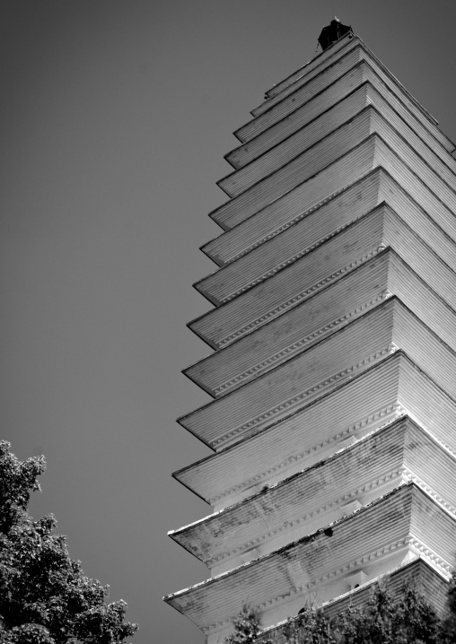 The Three Pagodas Of San Ta Si Monastery In Dali, Yunnan Province, China