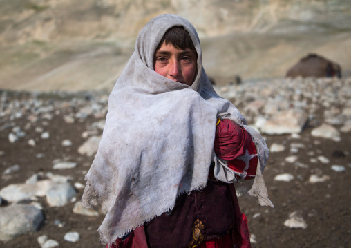 Portrait of a wakhi nomad girl, Big pamir, Wakhan, Afghanistan