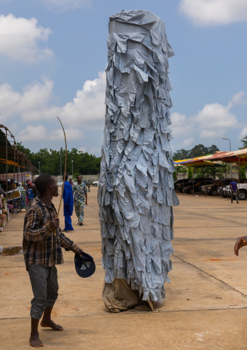 Benin, West Africa, Porto-Novo, zangbeto guardian of the night spirit dance