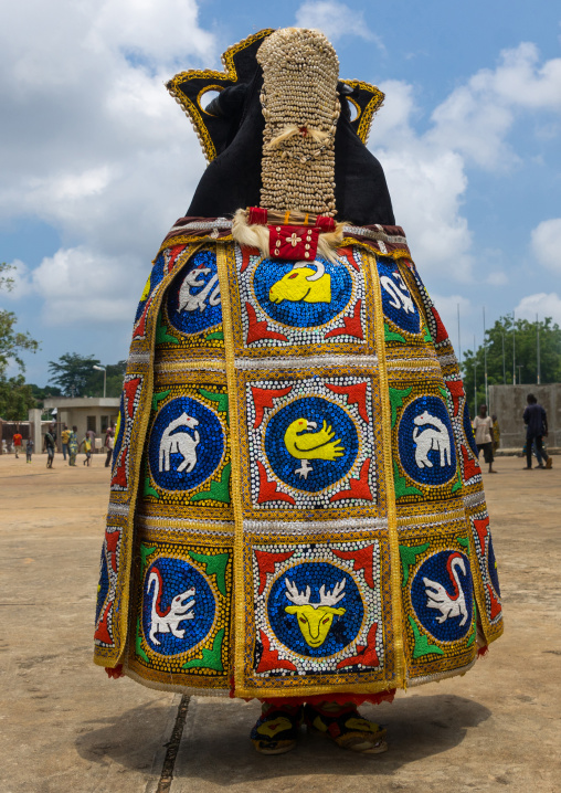 Benin, West Africa, Porto-Novo, egoun egoun spirit of the deads walking in the street to ask money to people