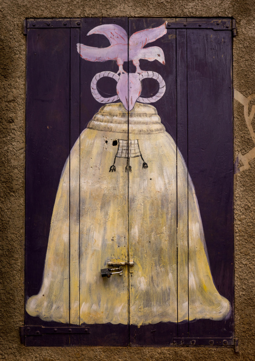 Benin, West Africa, Porto-Novo, zangbeto temple door