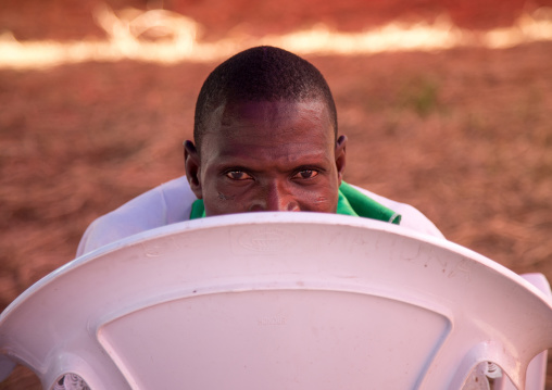 Benin, West Africa, Ganvié, celestial church of christ man praying