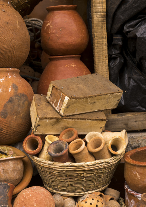 Benin, West Africa, Adjara, little coffins sold in a market for voodoo ceremonies