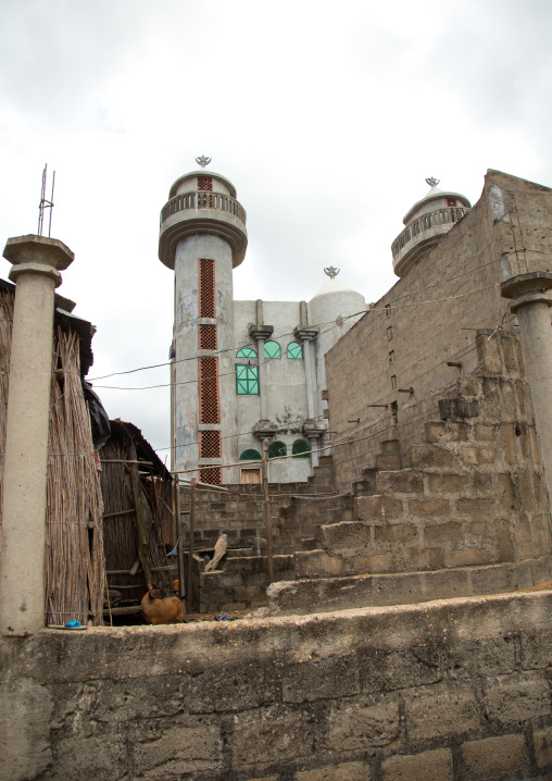 Benin, West Africa, Ganvié, mosque on lake nokoue
