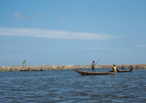 Benin, West Africa, Ganvié, boat on lake nokoue