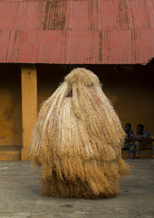Benin, West Africa, Porto-Novo, zangbeto guardian of the night spirit dance in the royal palace