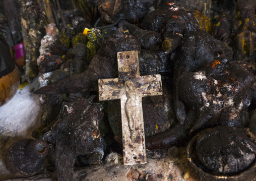 Benin, West Africa, Bonhicon, crucifix used during a voodoo ceremony