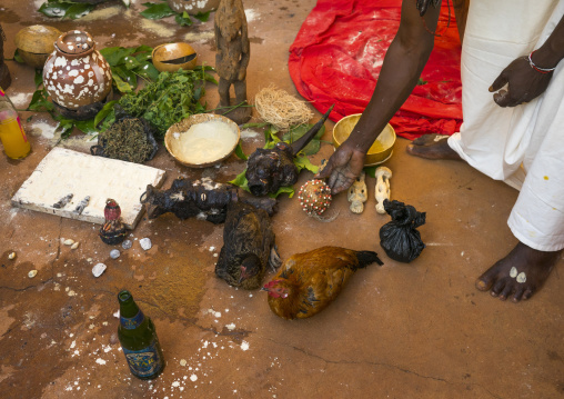 Benin, West Africa, Bonhicon, kagbanon bebe voodoo priest during a ceremony