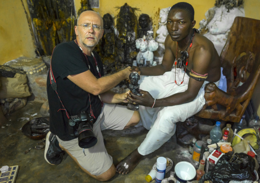 Benin, West Africa, Bonhicon, kagbanon bebe voodoo priest during a ceremony