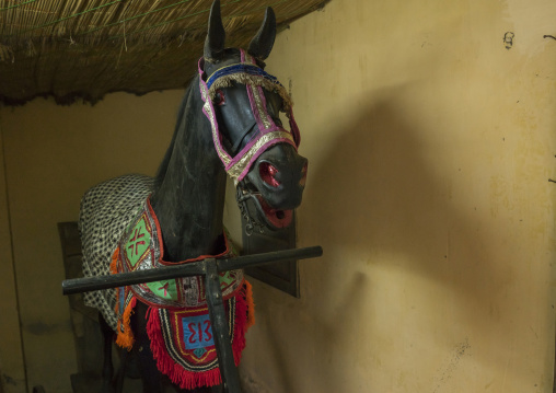 Benin, West Africa, Dassa-Zoumè, the king of dassa zoume former wooden horse on wheels