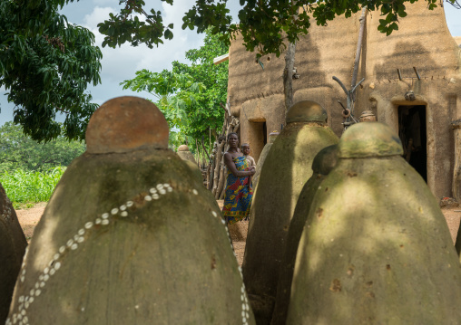 Benin, West Africa, Boukoumbé, voodoo altars representing the spirits of the dead people from the traditional tata somba house