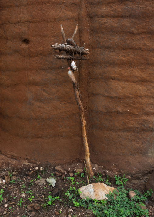 Togo, West Africa, Nadoba, fetish items protecting a traditional tata somba house