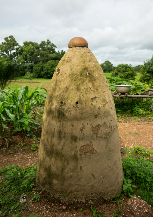 Togo, West Africa, Nadoba, voodoo altar in front of a tata somba somba house