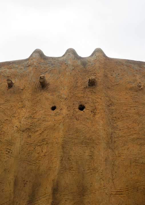 Togo, West Africa, Nadoba, traditional tata somba house with three horns that indicates that the father the mother and the grand father still lives