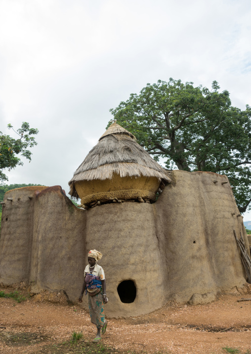 Togo, West Africa, Nadoba, traditional tata somba houses with thatched roofs and granaries