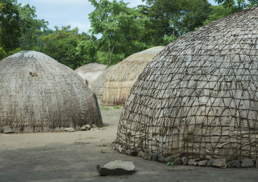 Benin, West Africa, Gossoue, traditional peul houses made of dried leaves