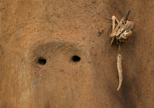 Togo, West Africa, Nadoba, fetish items protecting a traditional tata somba house