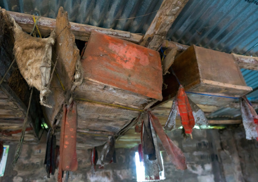 Benin, West Africa, Bopa, coffins of criminals killed by heviosso the god of thunder
