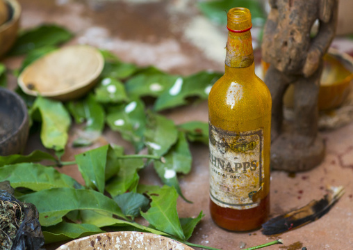 Benin, West Africa, Bonhicon, schnapps bottle used during a voodoo ceremony