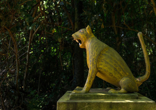 Benin, West Africa, Ouidah, leopard figure in kpasse sacred forest