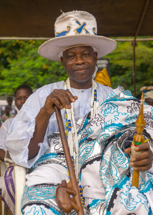 Benin, West Africa, Ouidah, nigerian king with a giant hat