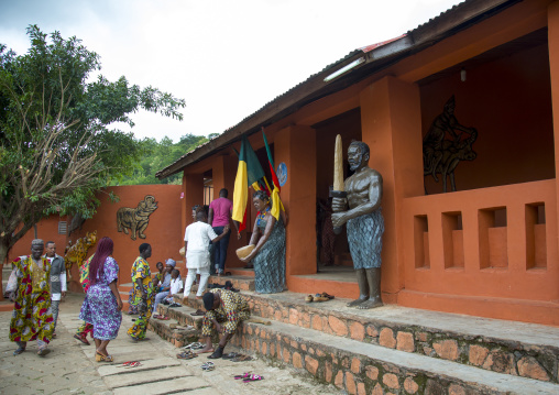 Benin, West Africa, Savalou, beninese tourists visiting the royal palace sponsored by muammar gaddafi