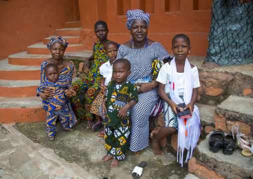 Benin, West Africa, Savalou, beninese tourists visiting the royal palace sponsored by muammar gaddafi