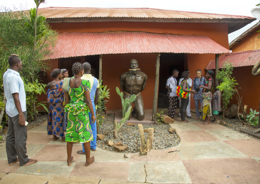 Benin, West Africa, Savalou, beninese tourists visiting the royal palace sponsored by muammar gaddafi