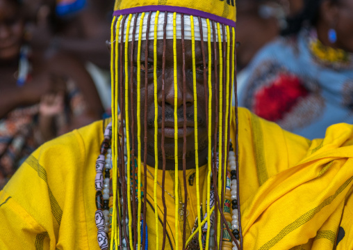 Benin, West Africa, Ouidah, dada vognon adidékon famous healer with a mask hiding his face