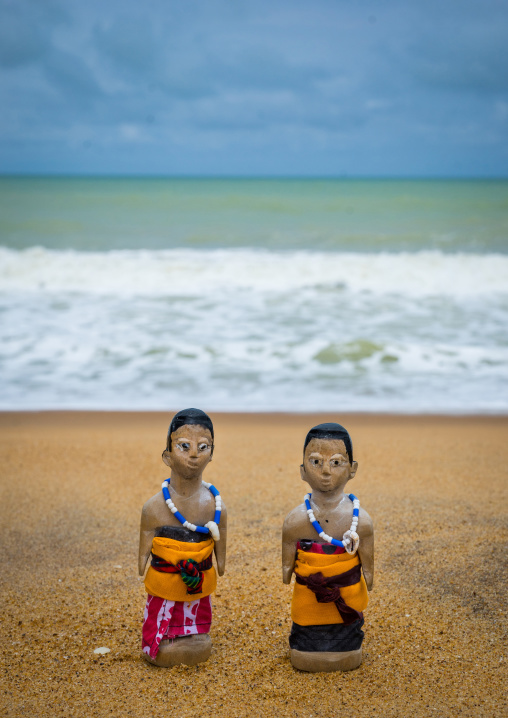 Benin, West Africa, Ouidah, carved wooden figures made to house the soul of dead twins