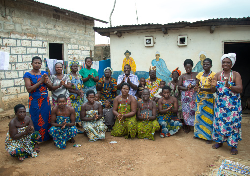 Benin, West Africa, Savalou, members of the voodoo covent of the royal palace