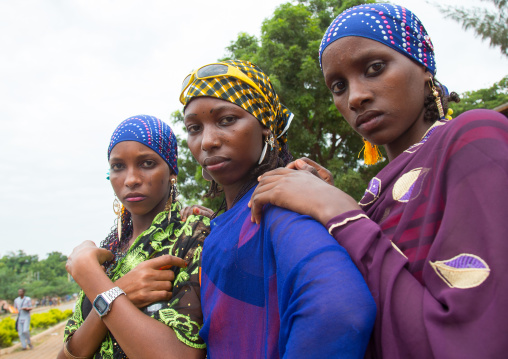Benin, West Africa, Savalou, beautiful tattooed fulani peul tribe teenagers