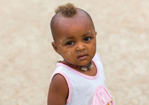 Benin, West Africa, Savalou, fulani peul tribe little girl with a funny haircut