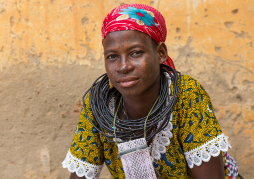 Benin, West Africa, Copargo, a beautiful tattooed fulani peul tribe woman