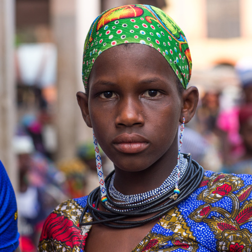 Benin, West Africa, Copargo, a beautiful tattooed fulani peul tribe woman