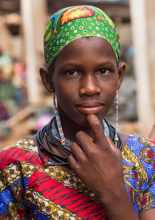 Benin, West Africa, Copargo, a beautiful tattooed fulani peul tribe woman