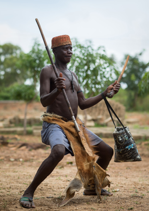 Benin, West Africa, Taneka-Koko, traditional healer dancing during a ceremony