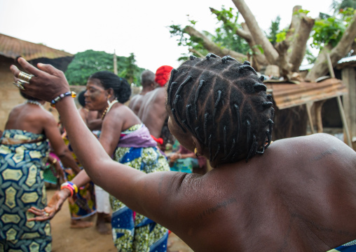 Benin, West Africa, Bopa, women dancing during a traditional voodoo ceremony