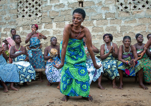 Benin, West Africa, Bopa, women dancing during a traditional voodoo ceremony
