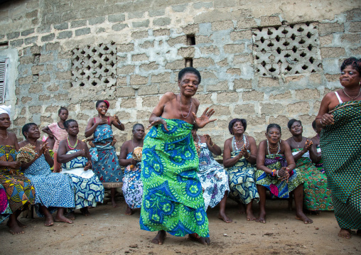 Benin, West Africa, Bopa, women dancing during a traditional voodoo ceremony