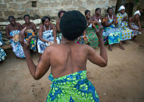 Benin, West Africa, Bopa, women dancing during a traditional voodoo ceremony