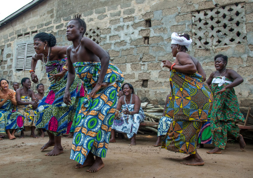 Benin, West Africa, Bopa, women dancing during a traditional voodoo ceremony