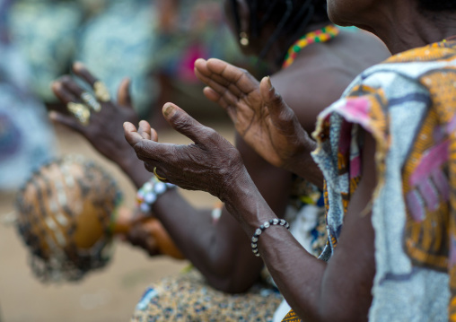 Benin, West Africa, Bopa, women with shakers during a voodoo ceremony