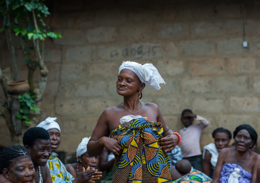 Benin, West Africa, Bopa, woman dancing during a traditional voodoo ceremony