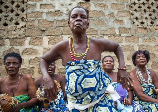 Benin, West Africa, Bopa, woman in trance dancing during a traditional voodoo ceremony