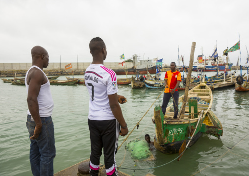 Benin, West Africa, Cotonou, fishermen ships in the port